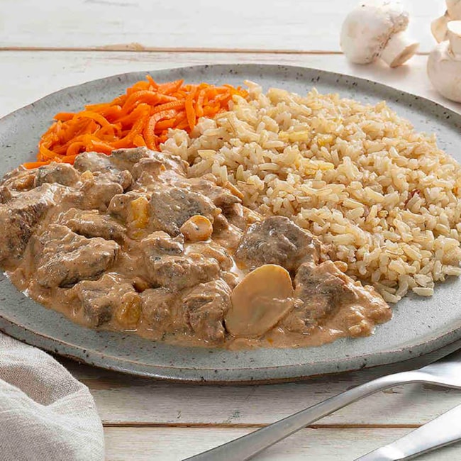 Strogonoff de Frango e Arroz com Cenoura da BoituVeggie Kids